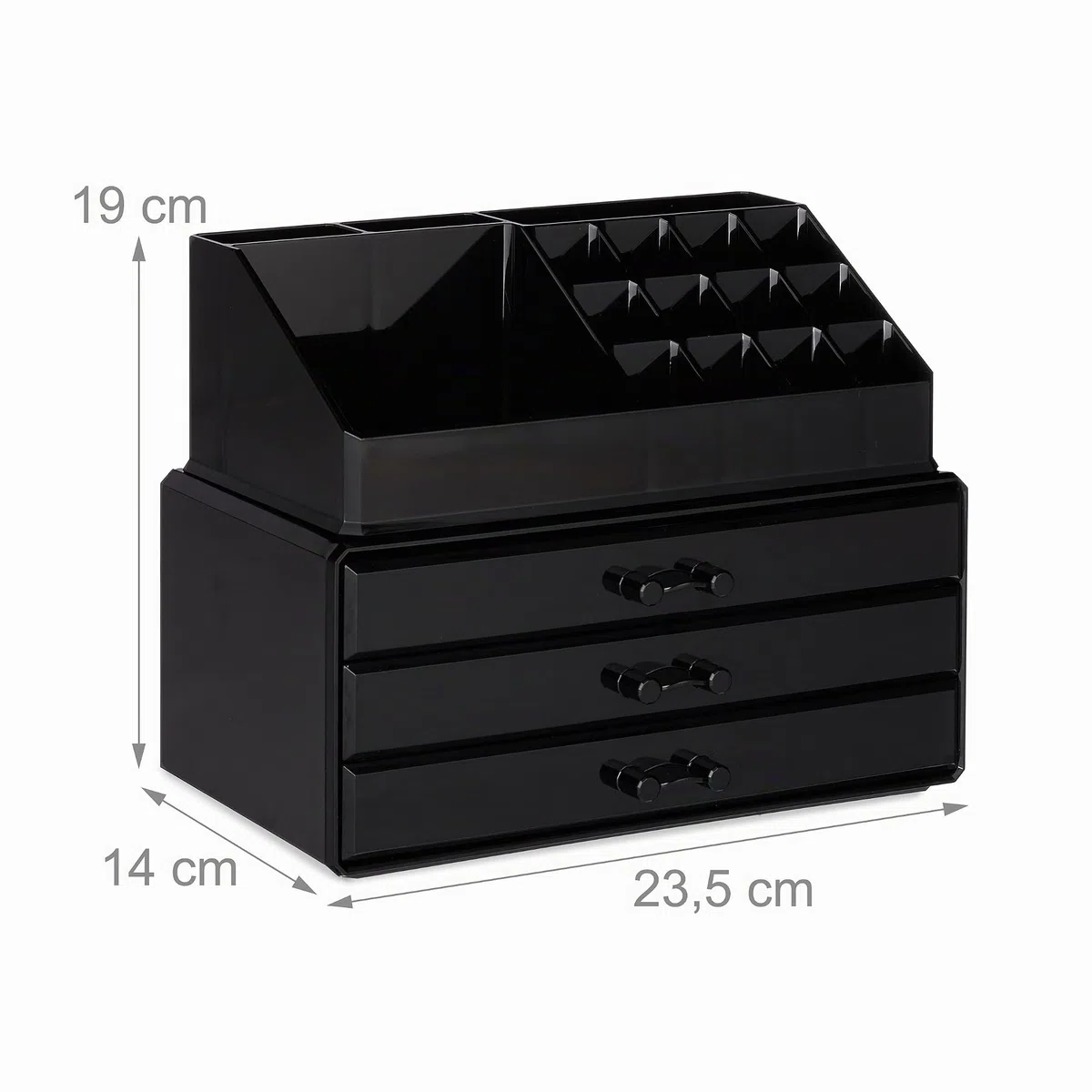 Relaxdays Portatrucchi, 2 Organizer Combinabili, Portaoggetti per Cosmetici con Cassetti, Multiuso, Versatile, Nero