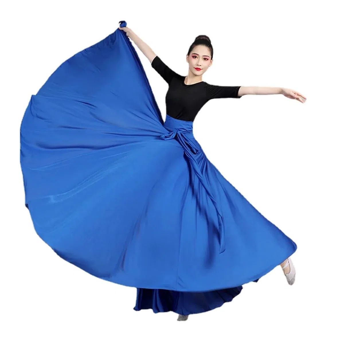 Gonna in raso per danza del ventre Gonna da ballo di grandi dimensioni, for carnevale, palcoscenico, spettacolo, donna, 540-720 gradi, gonna lunga, costume, abiti eleganti for donna(Wine red 720 degre
