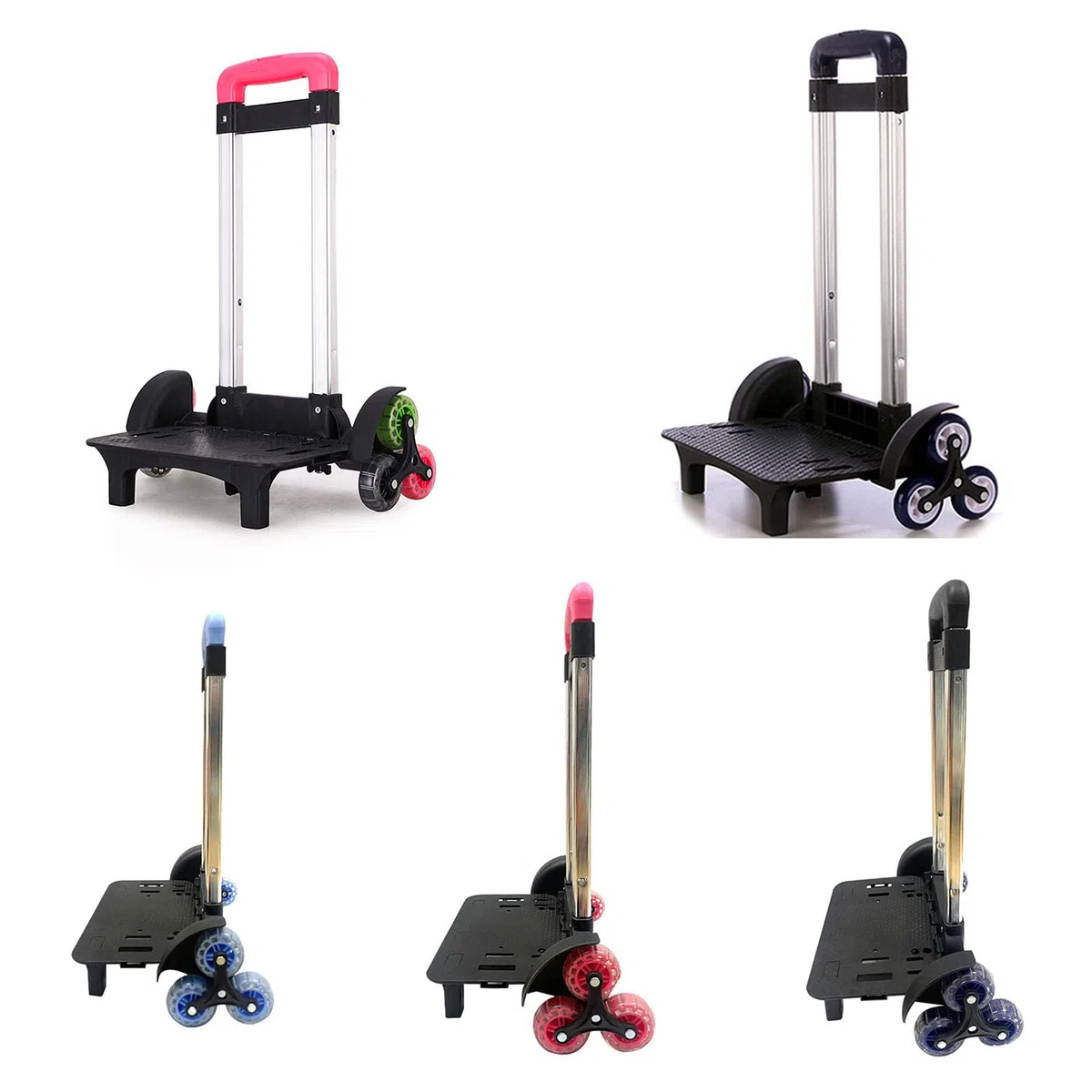 Carrello pieghevole a 6 ruote Zaino Trolley in lega di alluminio Bagagli per studenti a mano da viaggio, Blu