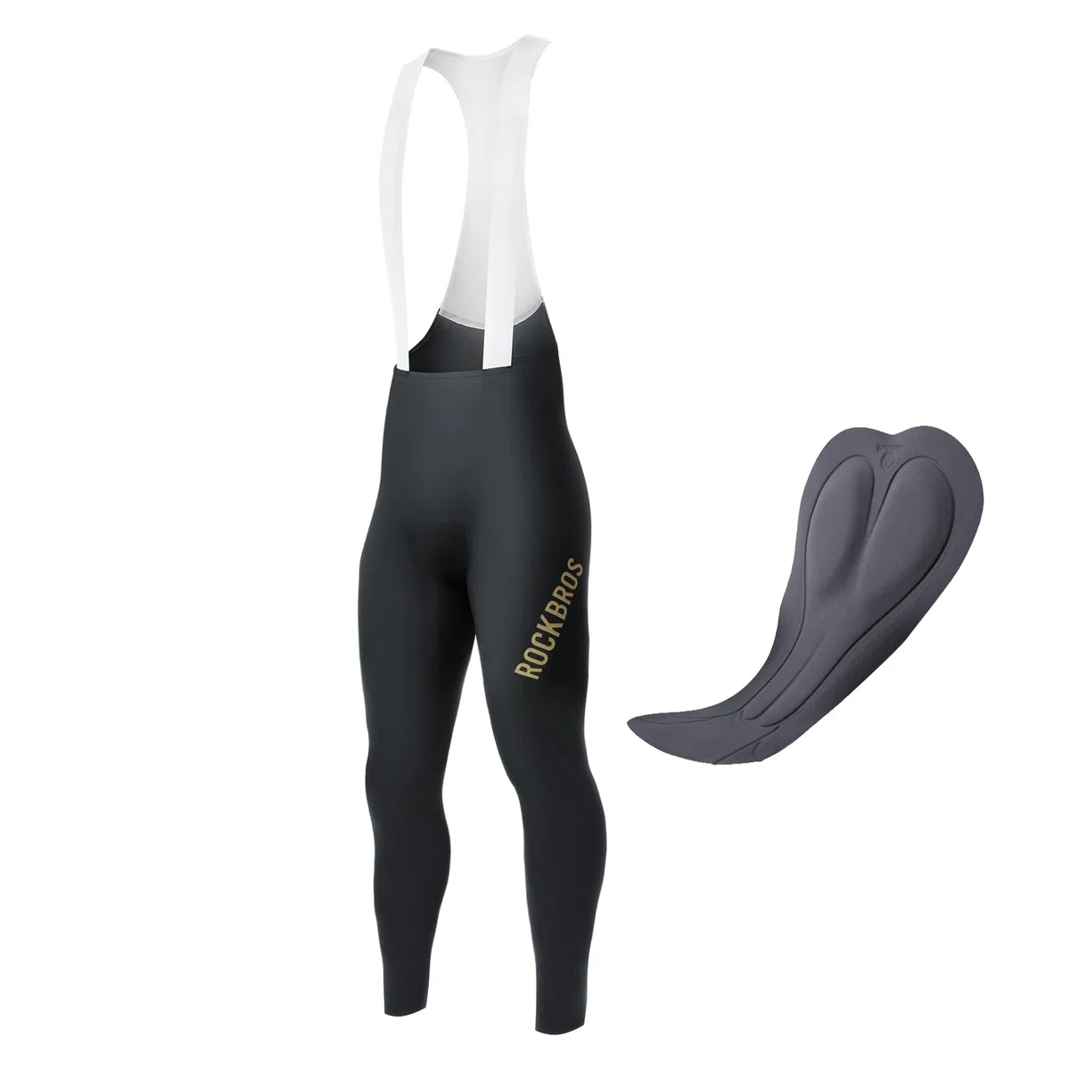 ROCKBROS Salopette Ciclismo Uomo Estivo, Pantaloni Lunghi a Bretella Bici con Fondello Senza Cuciture Imbottiti Traspirante Elastico e Asciugatura Rapida, per MTB Bici da Strada Bicicletta
