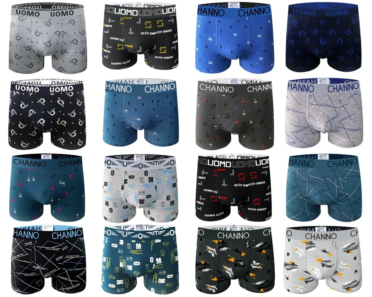 Channo Boxer Aderenti Classici in Cotone, Colori Solidi, Comodi e Morbidi. Collezione Uomo