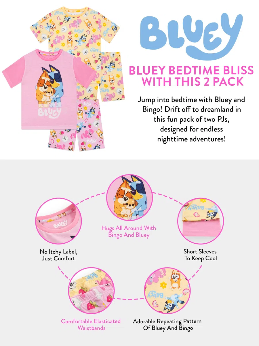 Bluey Pigiama Bambina | Pigiami Ragazza Bingo | 2 Pacchi Set Pigiama Bambino