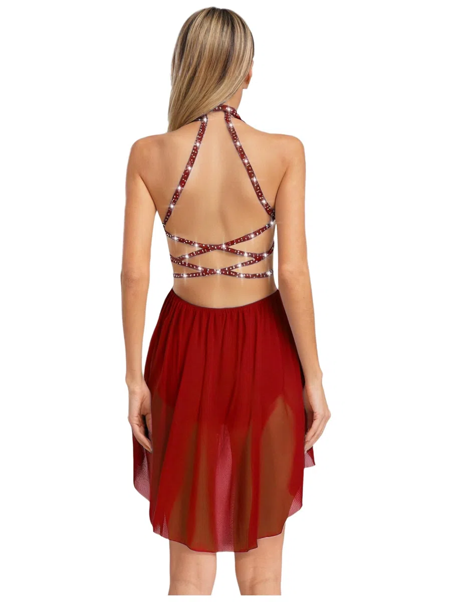 iiniim Donna Abito da Ballo Latino Americano Danza Vestito da Ballo Samba Rumba Jazz Salsa Tango ChaCha Abito da Spettacolo Dancewear