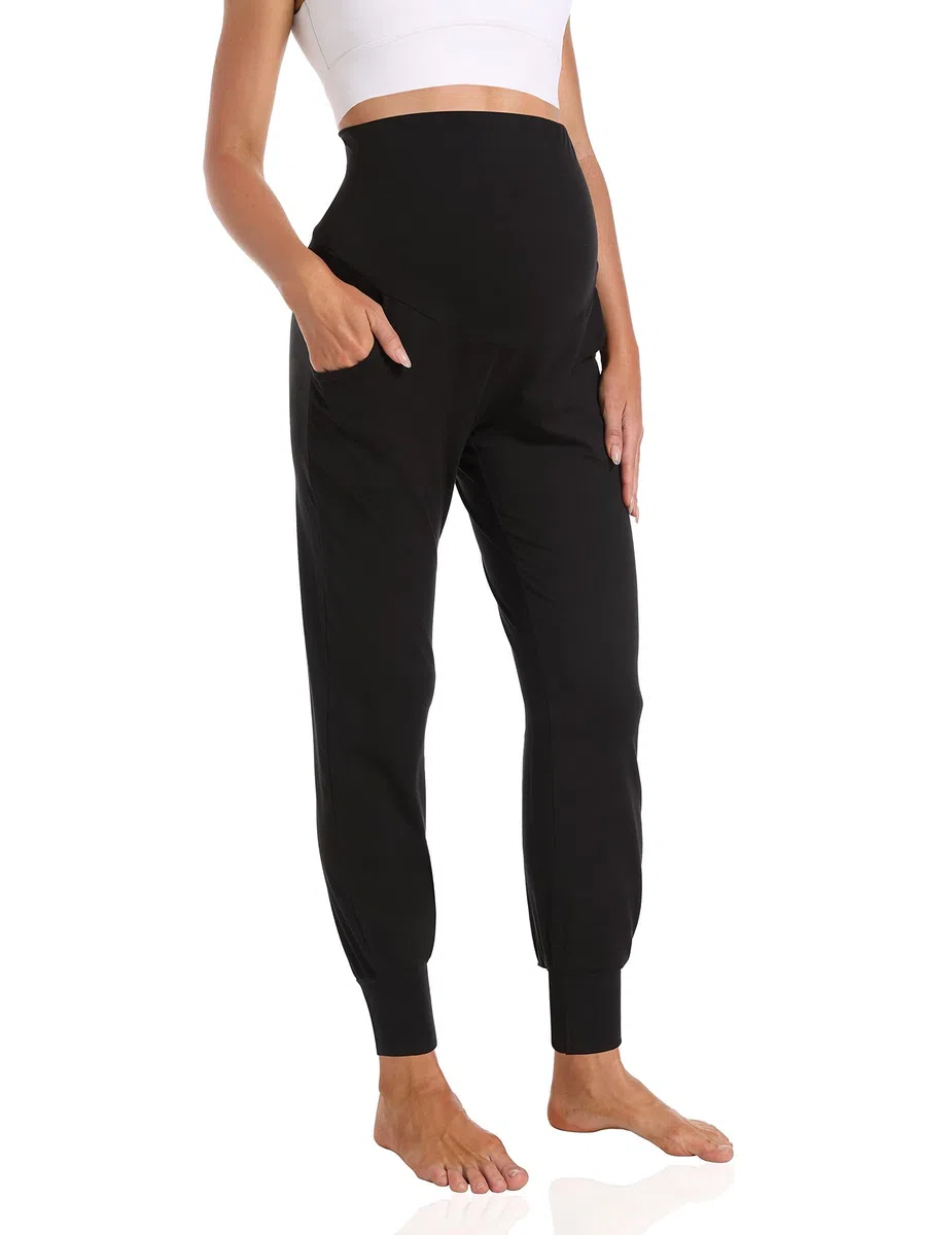 Foucome Pantaloni da jogging premaman da donna sopra il pancione elasticizzati pantaloni della tuta per allenamento sportivo lounge pantaloni gravidanza con tasche