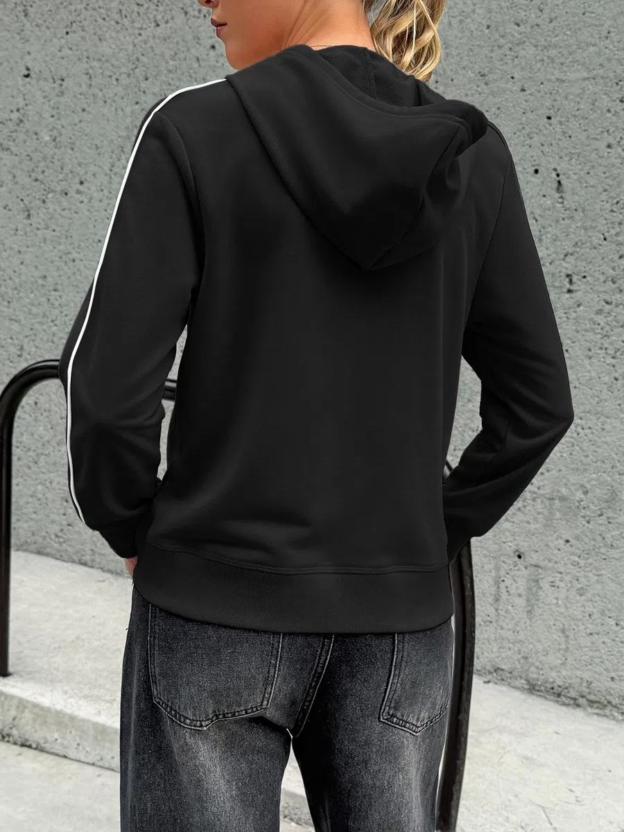 Fisoew Felpa da donna con cappuccio e cerniera, giacca sportiva con cappuccio.