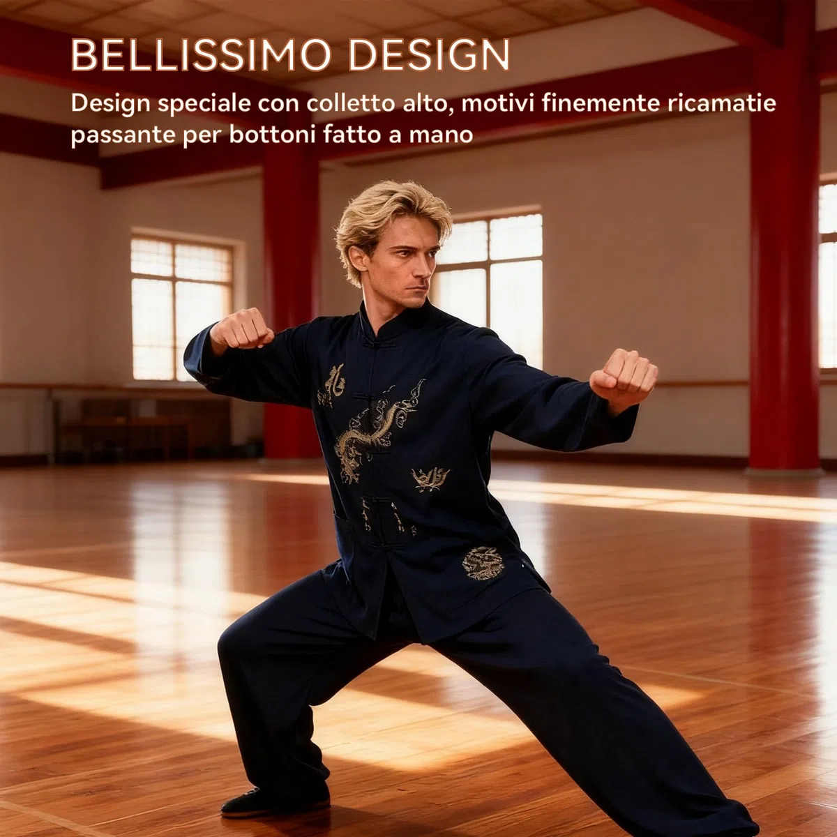YUANZHOU Tai Chi Abito Tradizionale Cinese Kimono Karate Costume Samurai Uomo Nunchaku Allenamento