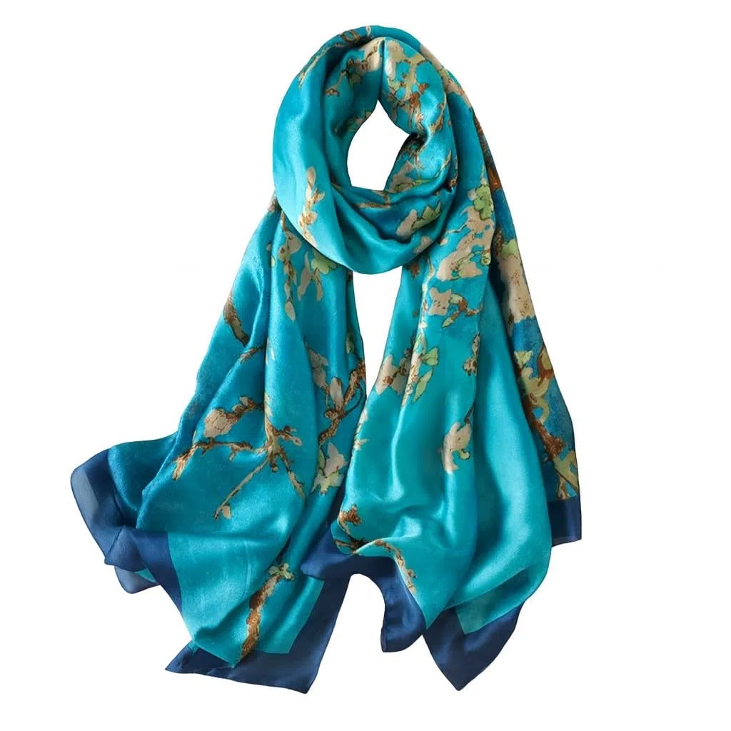Trillion London® - Sciarpa in seta da donna, firmata, collezione primaverile, leggera, scialle avvolgente, beige, adatta per la vita quotidiana e viaggi, finitura liscia e morbida