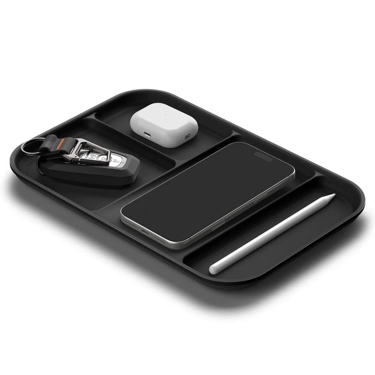 Spigen Modern Valet Sectional Tray – Organizzatore Rangement Premium in PU con 4 Scomparti, Vassoio Svuotatasche Multifunzionale per Ufficio, Cucina e Comodino, Chiavi, Portafoglio, Orologio, Telefono