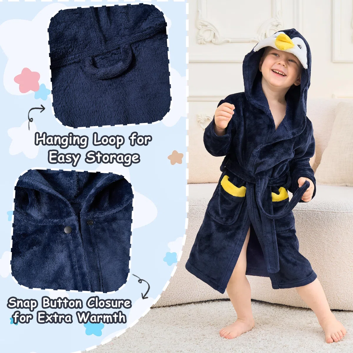 LOLANTA Bambini Caldo Morbido Accappatoio Animale, Loungewear in Pile Soffice con Cappuccio, 2-8 Anni