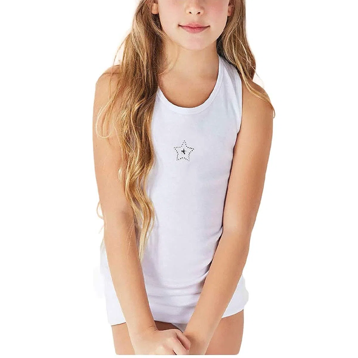 JADEA - Confezione da 3 Canottiera Bambina Spalla Larga in Tinta Unita in Cotone Interlock