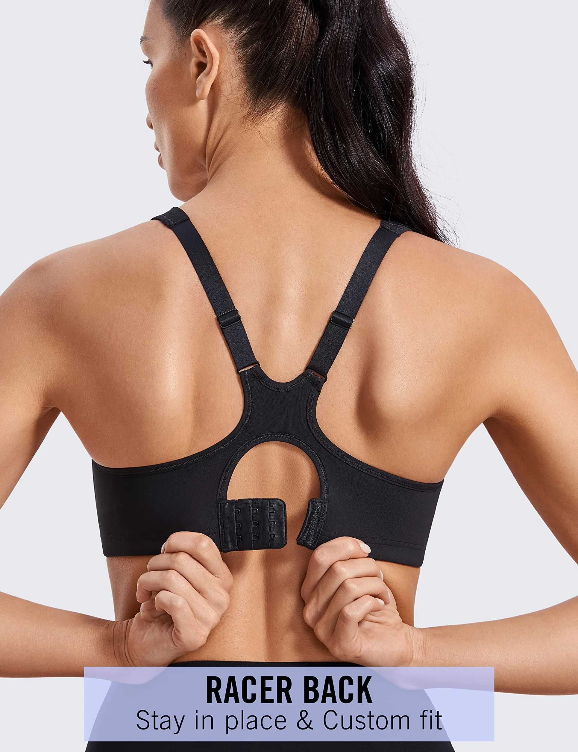 SYROKAN Reggiseno Sportivo Donna Sostegno Forte con Ferretto Senza Imbottitura Racerback Alto Impatto Fitness