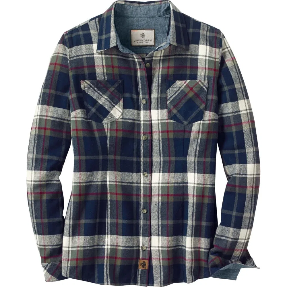 Legendary Whitetails, Camicia da Donna a Maniche Lunghe in Flanella, con Bottoni, 100% Cotone