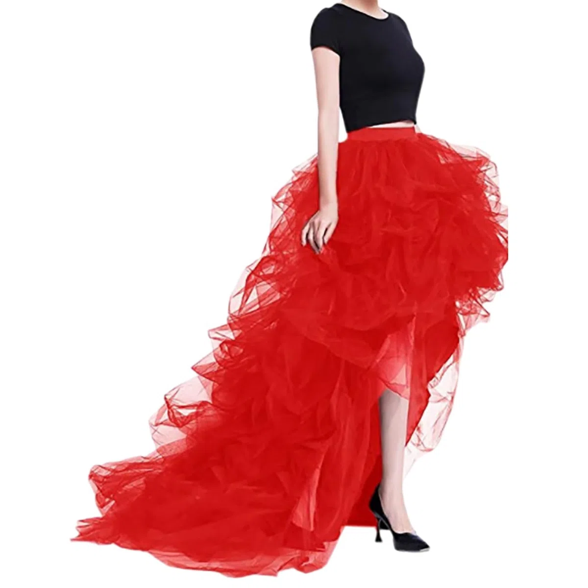 Gonna da donna in tulle, elastica, retrò, a vita alta, a coda di rondine, casual, elegante, sottogonna in pizzo, maxi gonna lunga asimmetrica, gonna a pieghe tinta unita