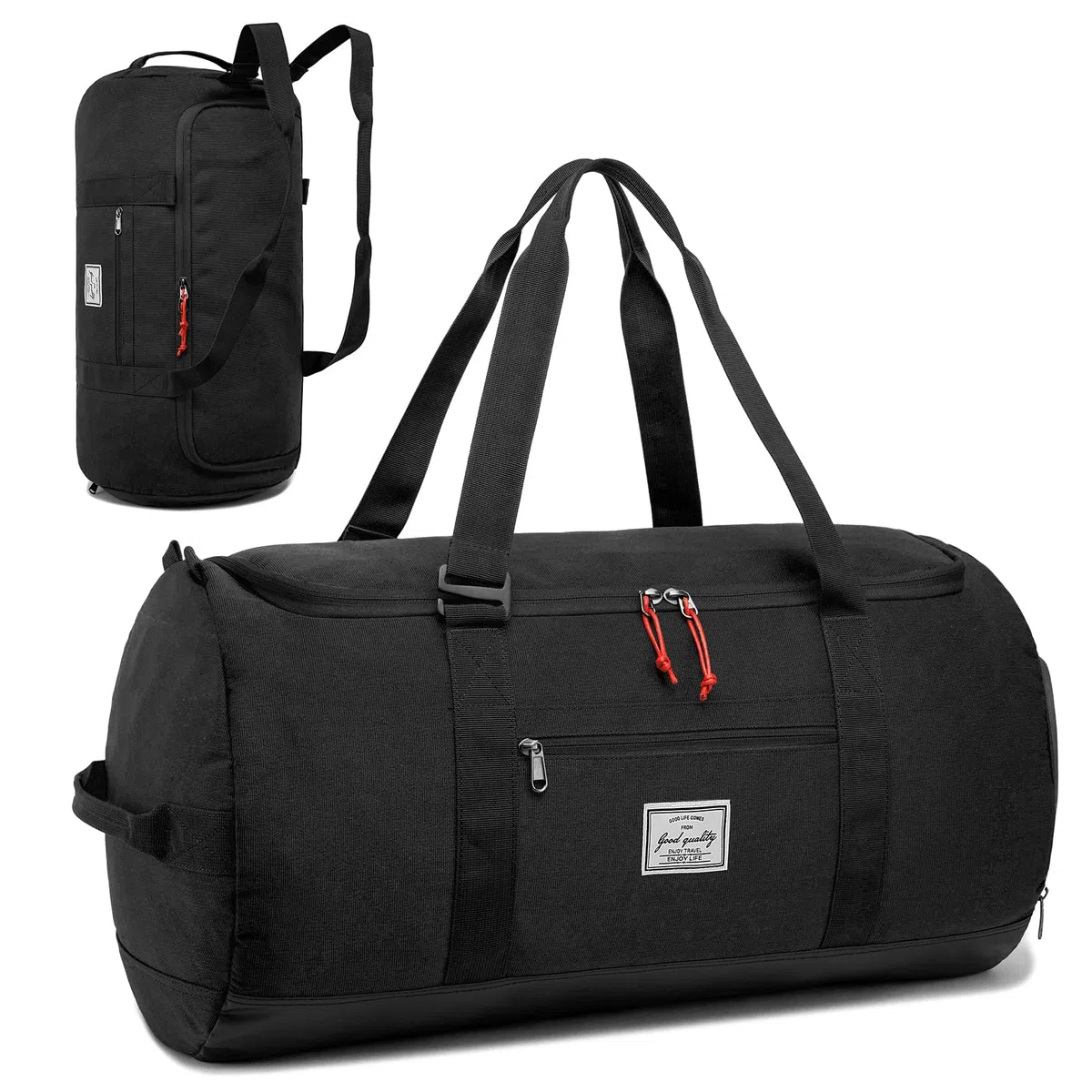 Borsa da viaggio con scomparto per scarpe, grande borsa sportiva, da uomo, donna, impermeabile, Weekender, A-nero., 60L, viaggi, campeggio, weekend, pernottamento, palestra, sport, fitness