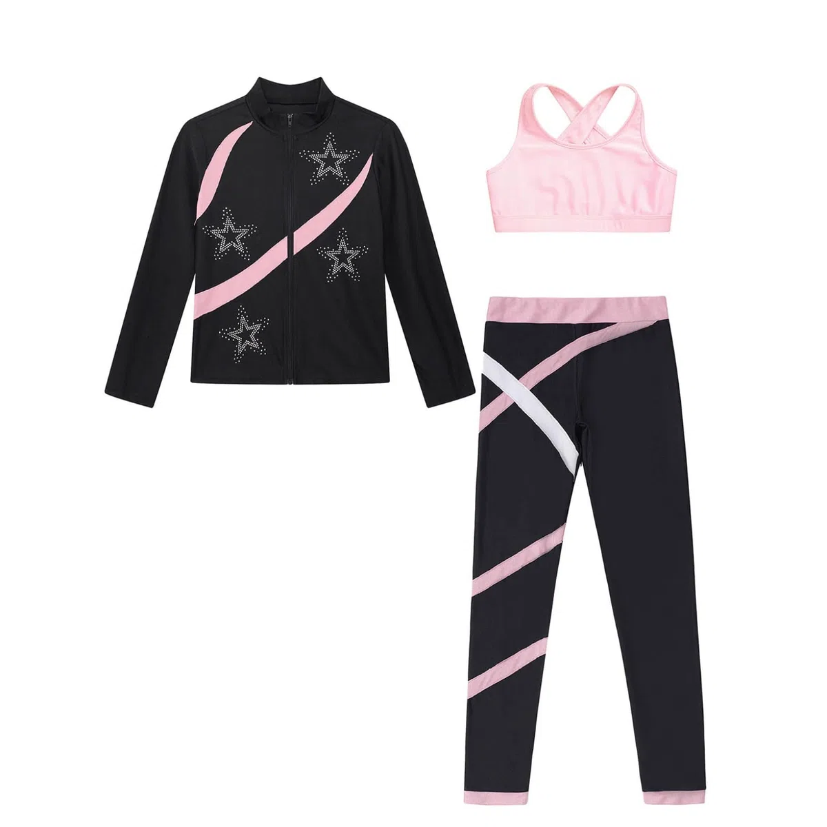 Oyolan Bambino Ragazza Set Sport Tuta Canotta Leggings Palestra Tenuta Ginnastica Pattinaggio Danza Allenamento 5-16 Anni