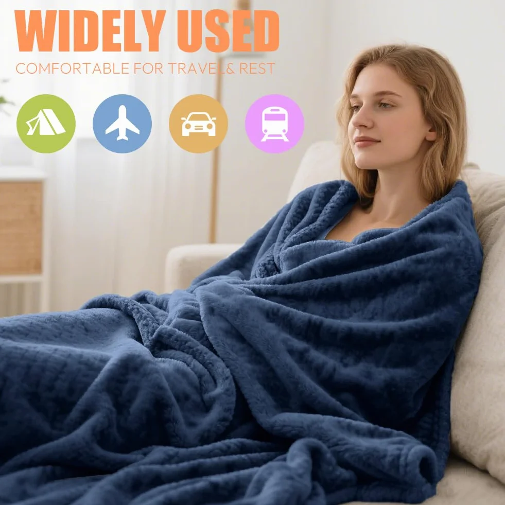 Coperta da viaggio 2 in 1 per aerei e auto, morbida e calda, con custodia per bagagli e clip, per zaino, cuscino trasformabile ultra leggero