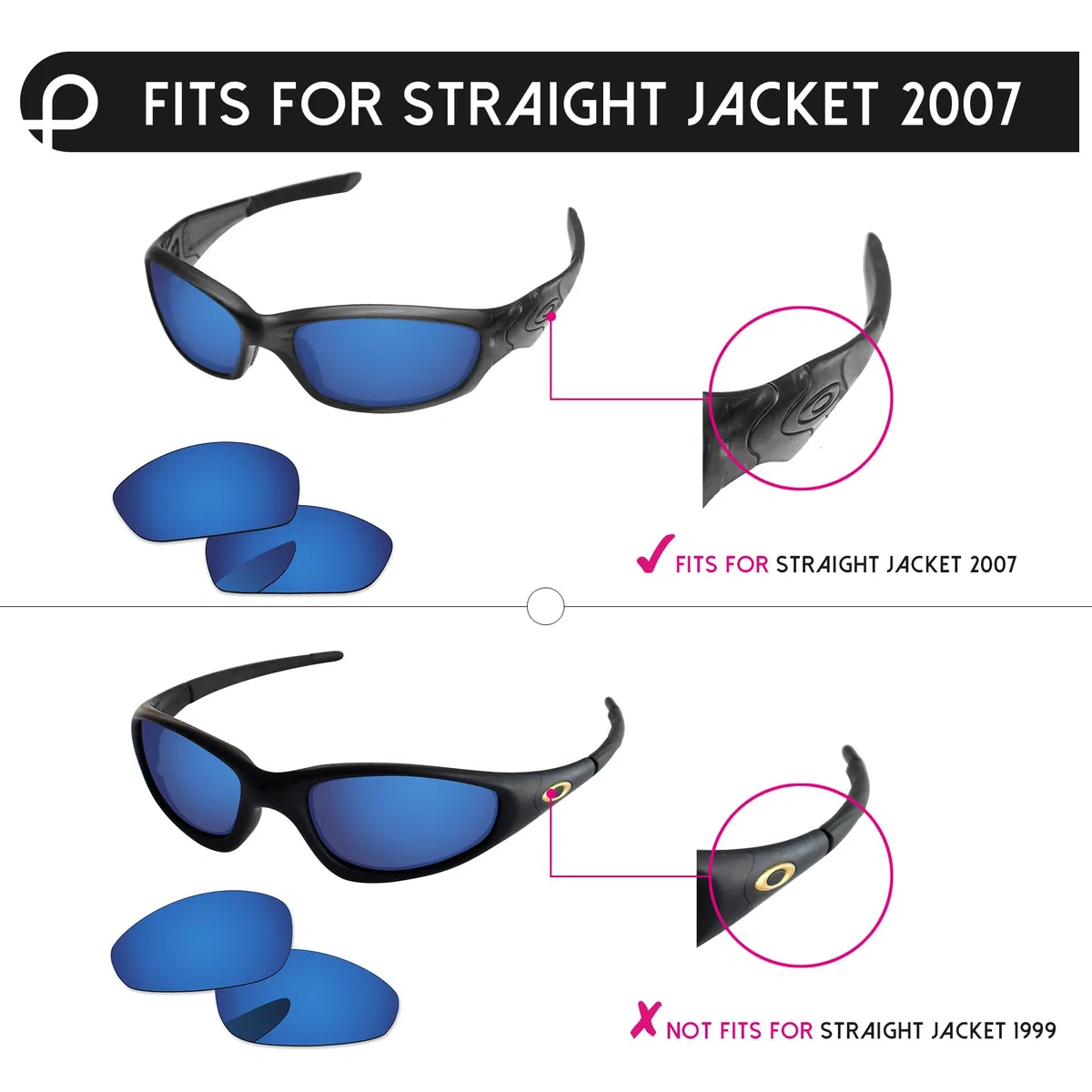 Lenti di ricambio per occhiali da sole Oakley Straight Jacket 2007, blu ghiaccio, non polarizzate
