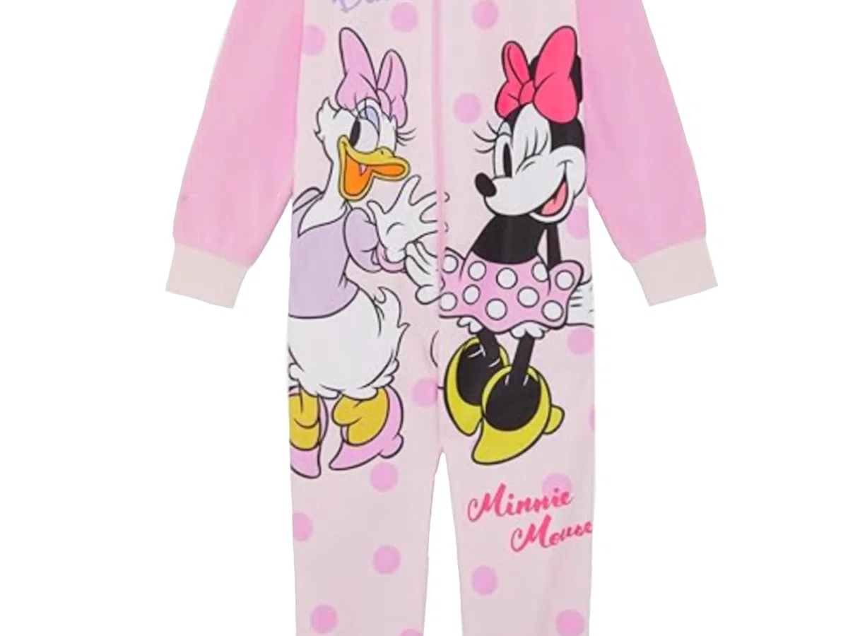 Disney Pigiama intero in pile, per bambine, prodotto ufficiale, con Minnie Mouse e Paperina, rosa, età 2-8 anni