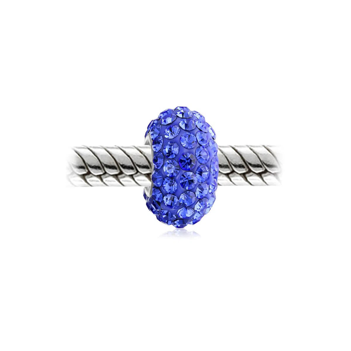Bling Jewelry Set di due distanziatori in cristallo blu elettrico solido con anima in argento sterling .925 adatti per braccialetti con charm europei per donne e adolescenti.