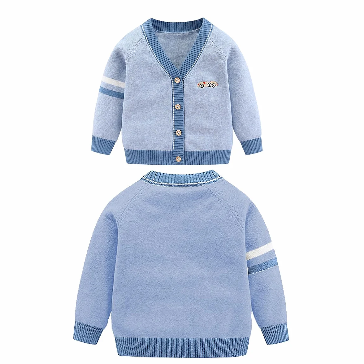 Bambino Ragazzo Cardigan Maglione in Cotone con Scollo a V per Bambini Giacca a Maniche Lunghe da Bambino in Maglia con Bottoni per l'Autunno Inverno