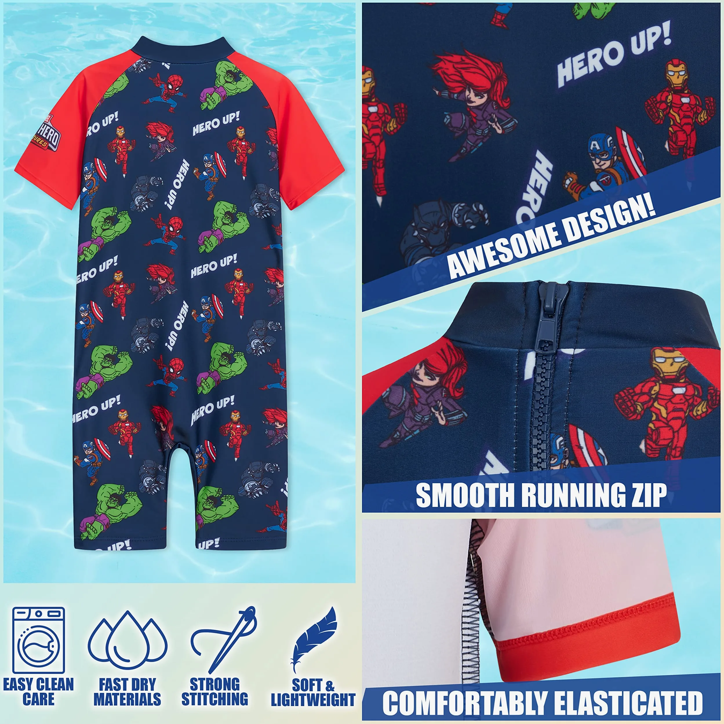 Marvel Costume Piscina Bambino Muta Costume Bambino Mare Nuoto 3-10 Anni Costume da Bagno Bambino Spiderman Hulk Captain America Avengers Regali