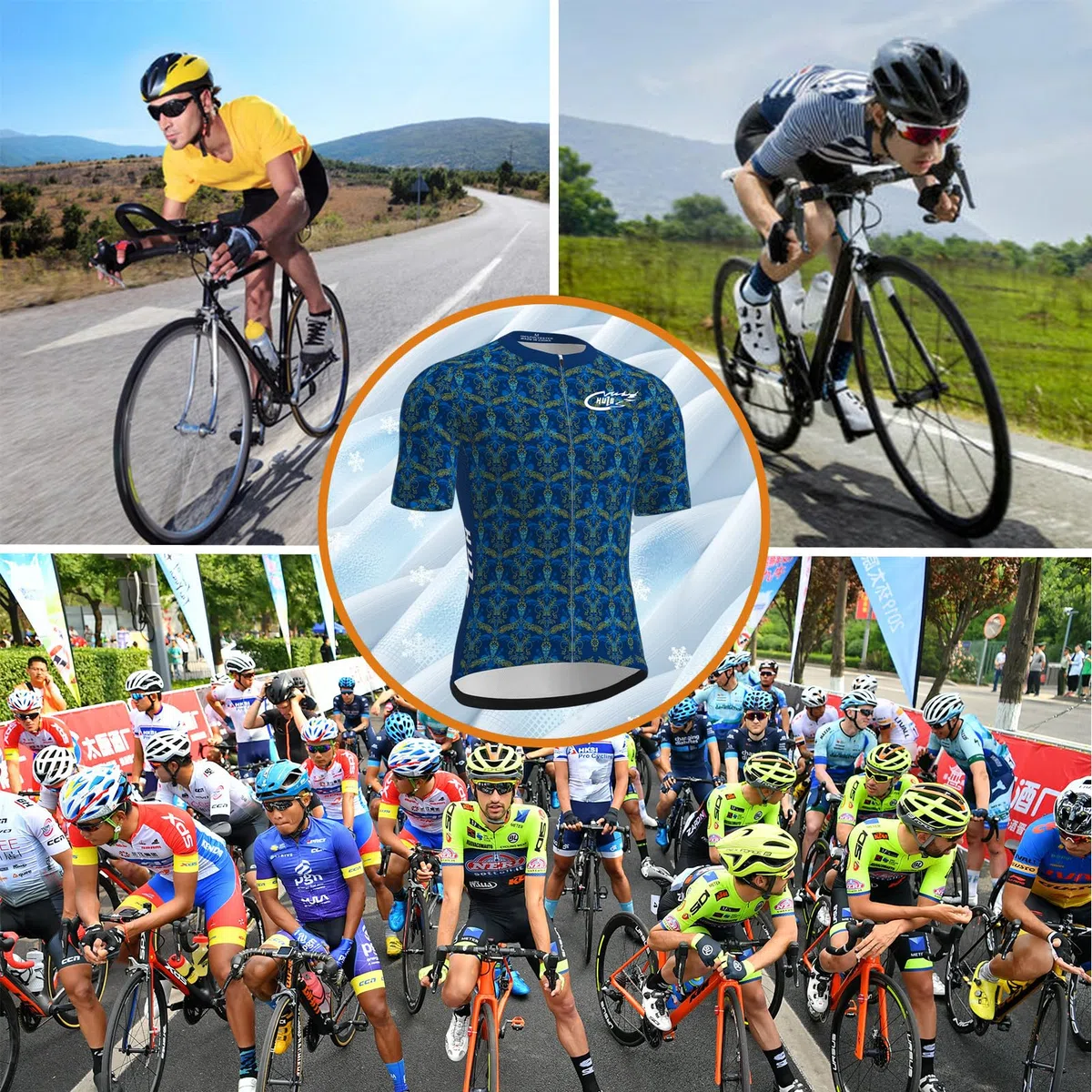 HULG Tuta Ciclismo Uomo,completo Uomo Manica Corta,completi Ciclismo Squadre,Tuta Da Triathlon Imbottita 9D, Traspirante E Ad Asciugatura Rapida, Ideale Per Allenamenti Di Ciclismo