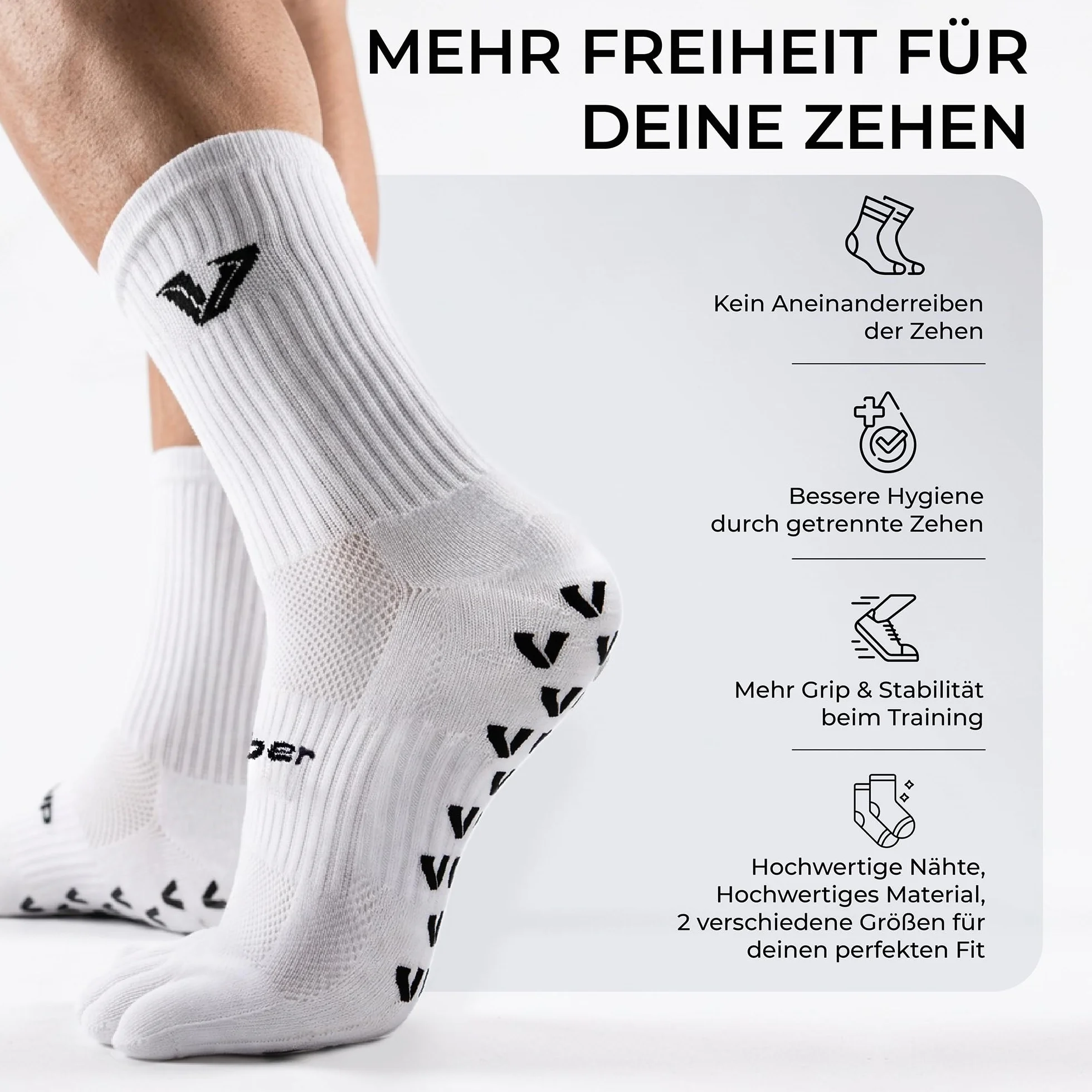 3 paia di calzini antiscivolo per dita dei piedi, calzini da calcio, nuovo design, calzini sportivi a 5 dita, traspiranti, antiscivolo, per molti sport