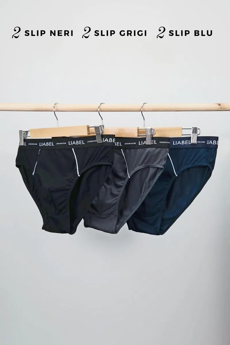 Liabel | 6 Slip Uomo Cotone Bianco Nero e Colorati Mutande Uomo Pack con Cuciture Rinforzate Set Intimo Uomo Slip con Elastico Esterno Male Underwear