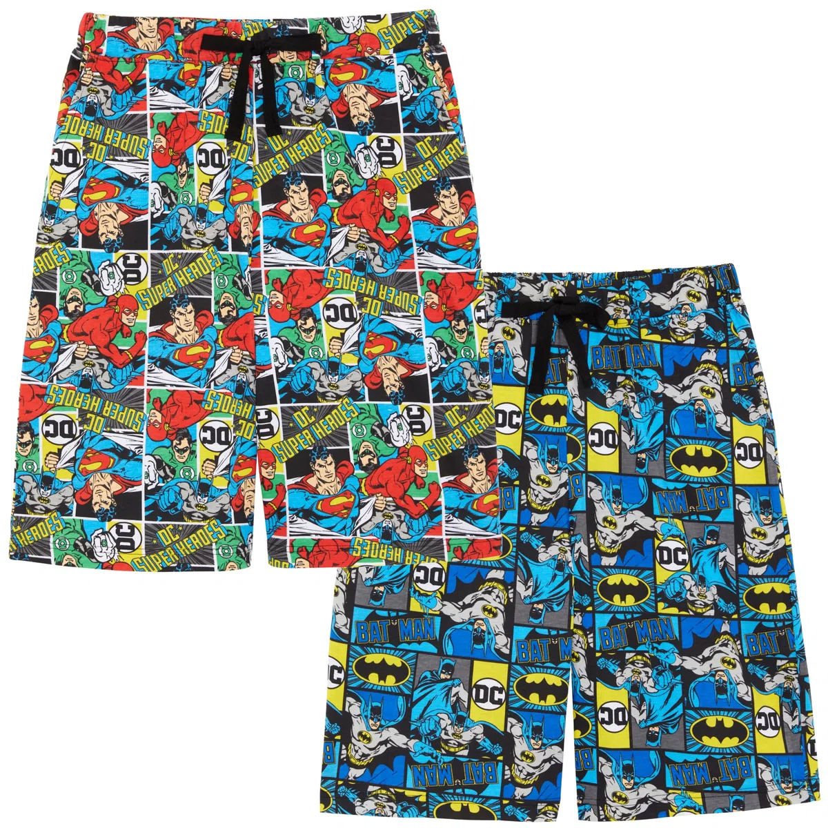 Confezione da due Pantaloncini da Salotto da Uomo - Batman, The Flash, Green Lantern e Superman - 100% Cotone