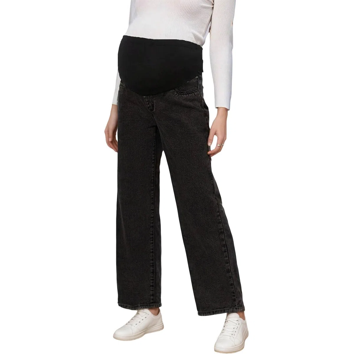 Generico Jeans Premaman da Donna, Gamba Dritta sopra la Pancia, Elasticizzati, Pantaloni in Denim per Gravidanza, Comodi, Pantaloni Premaman con Tasche
