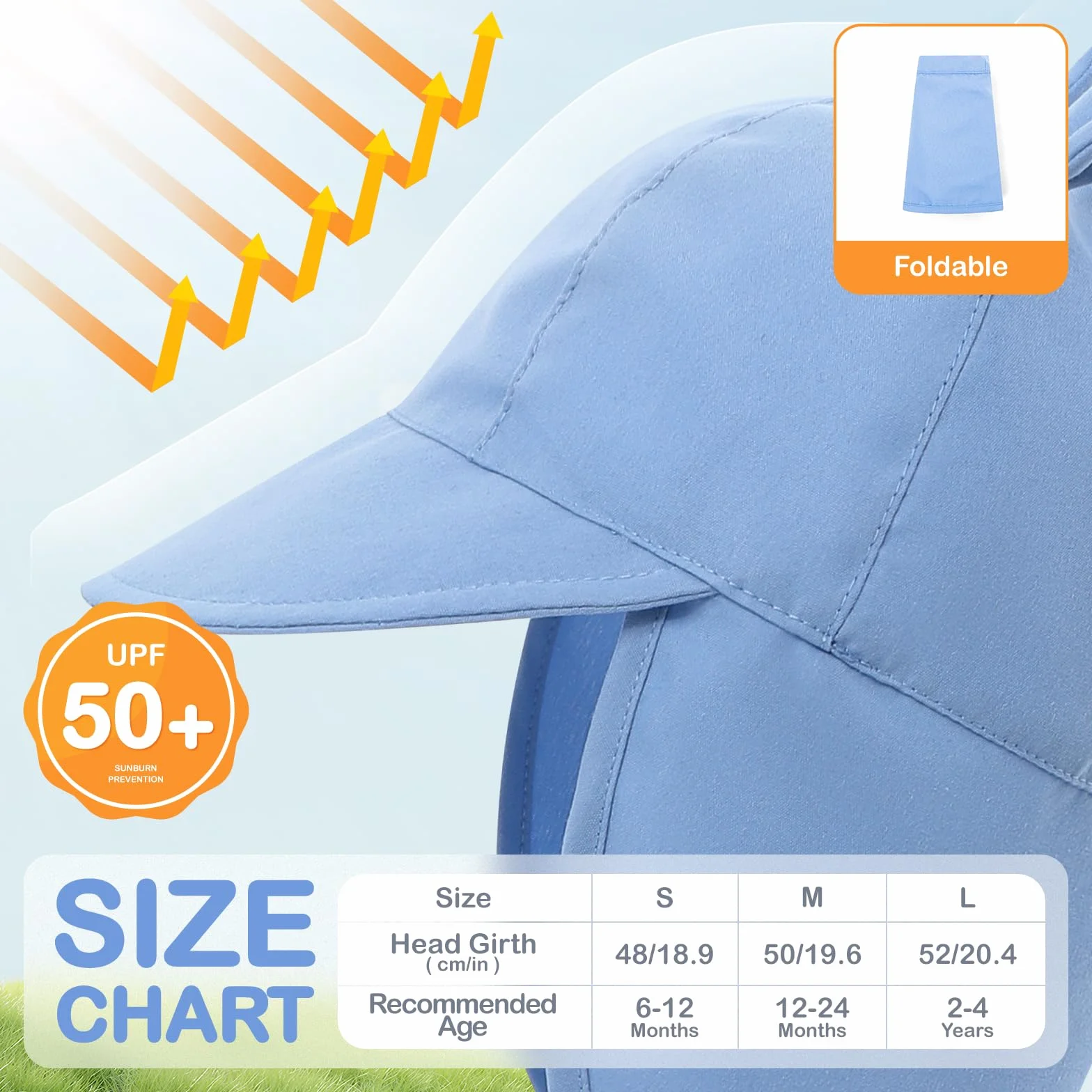 MK MATT KEELY 2 Pezzi Cappello Estivo Bambino Cappellino da Sole Neonato Bambini Cappello da Legionario Protezione Solare 1-4 Anni