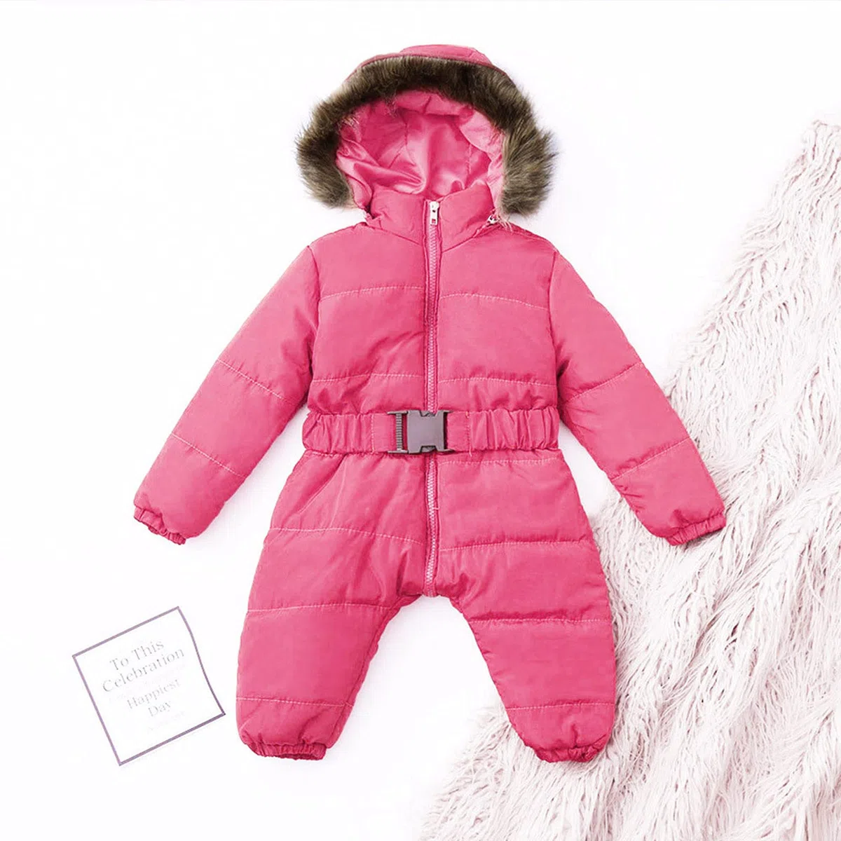 Generico Tuta da Sci Intera Bambina Manica Lunga Fleece Outfits Tute da Neve Bambina 0-24 Mesi Capispalla Imbottita Neonata