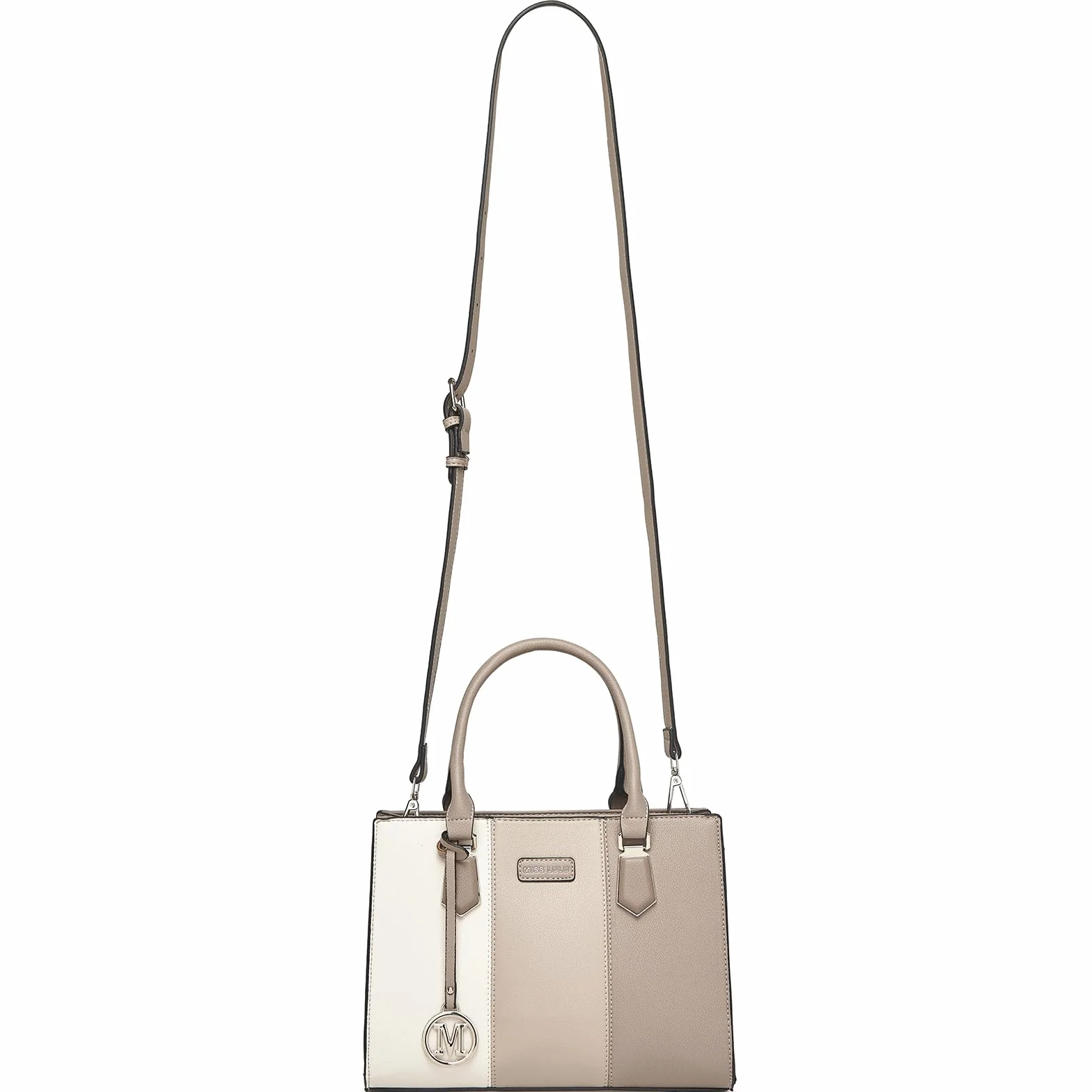 Miss Lulu Borsa a Mano Donna Media, Tracolla PU con Texture Litchi a Tre Tonalità Color Block, Spallina Regolabile, Cerniere Antifurto Posteriore, 4 Tasche, per Lavoro Viaggi Scuola