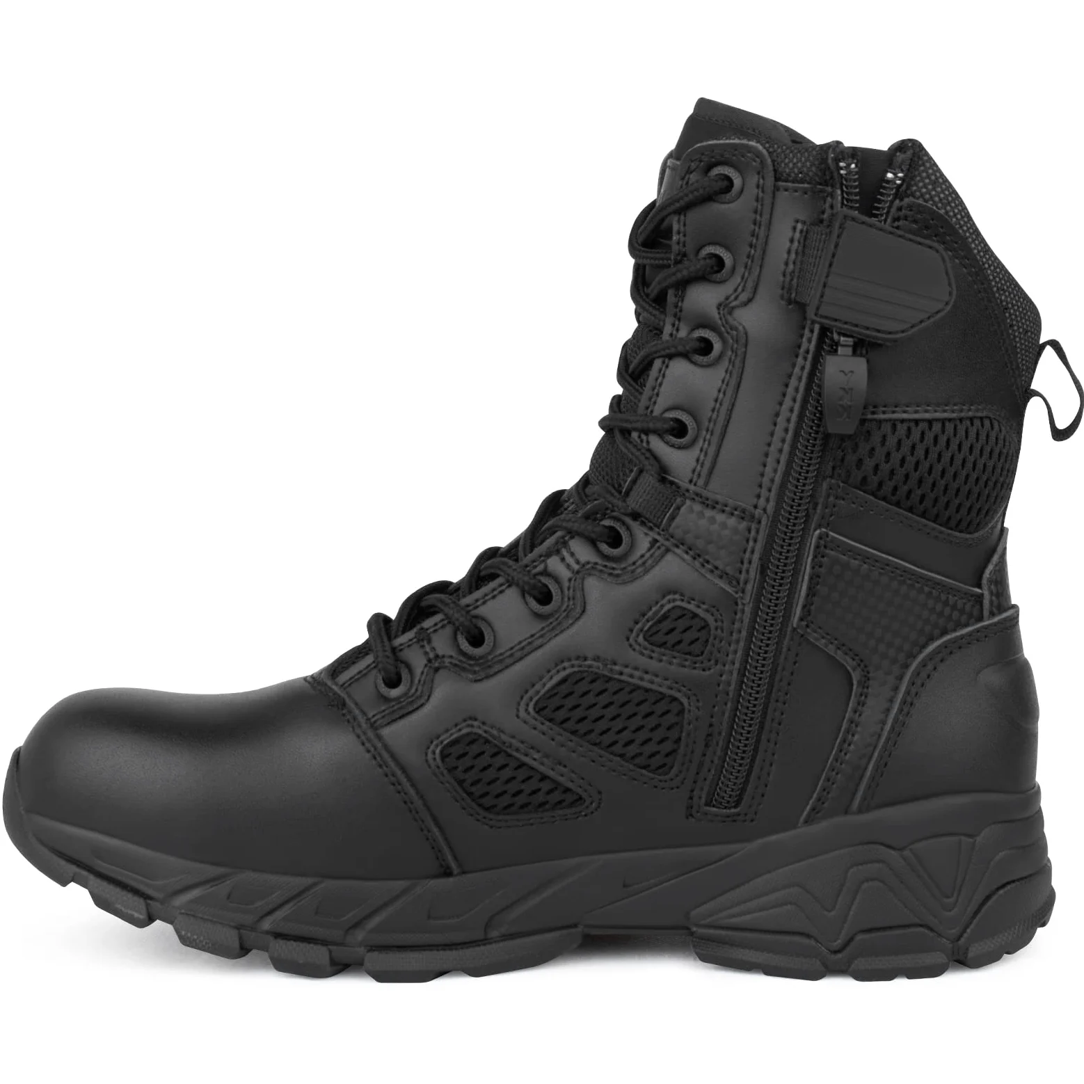 Stivali Militari Combattimento Tattici Uomo Comodi Anfibi Militare con Cerniera Laterale YKK Nero Modello-115