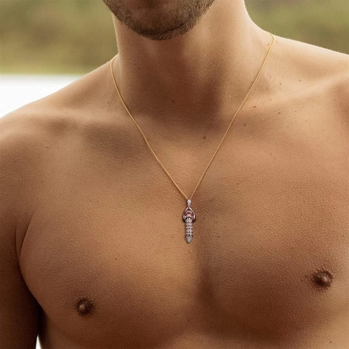 Divertente ciondolo con pene erettile, collana sexy a forma di stelo creativo, collana personalizzata con ciondolo creativo per il sesso, regalo per ornamento con ciondolo in piedi per ragazze