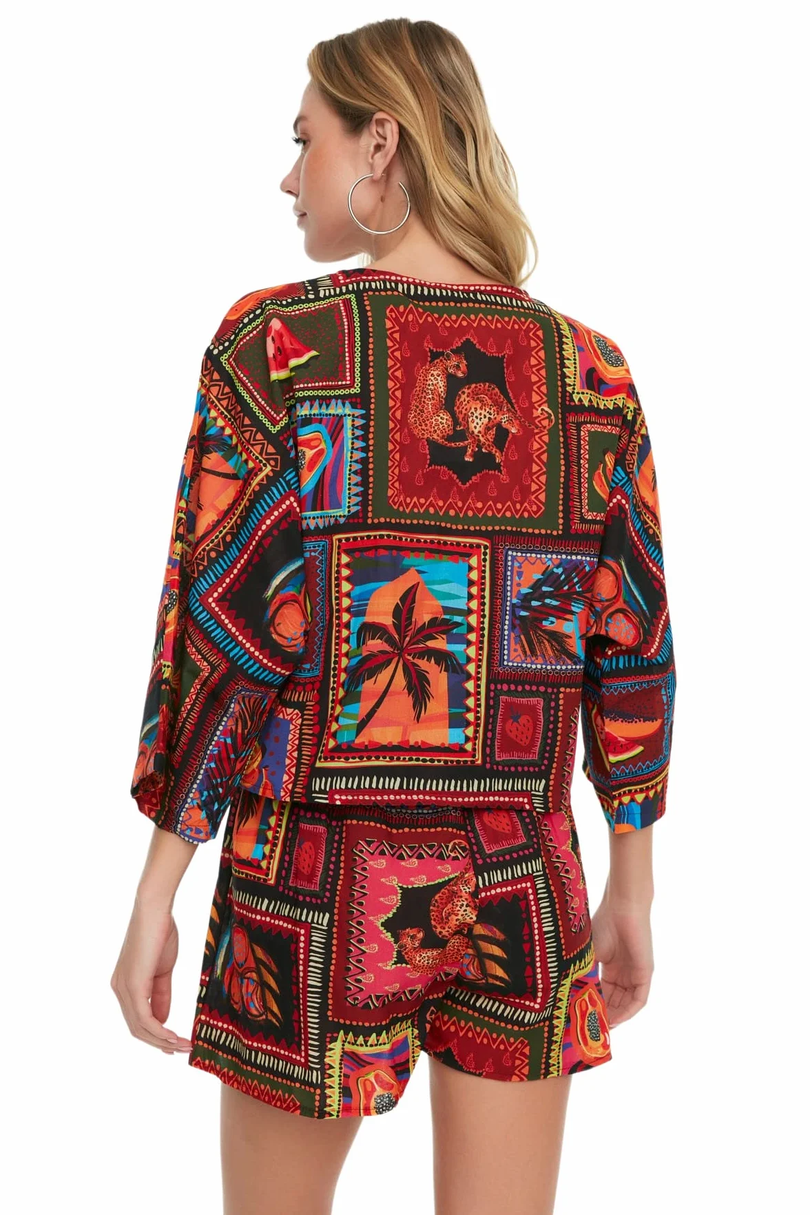 Trendyol Set di Due Pezzi Tessuto con Stampa Paesaggistica Donna Camicia