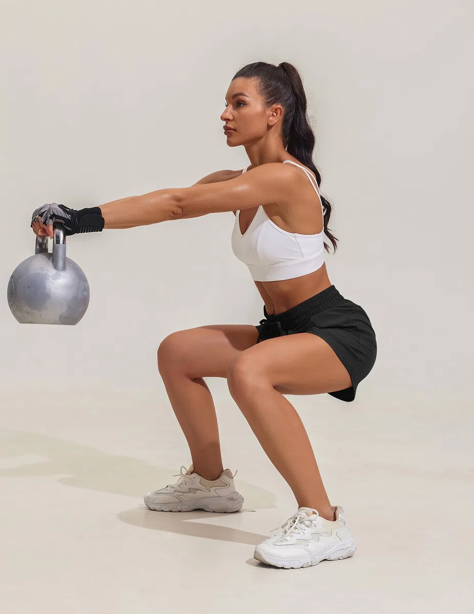 PINSPARK Pantaloncini Sportivi da Donna 2 in 1 Pantaloncini da Allenamento a Vita Alta Pantaloncini Sportivi da Corsa ad Asciugatura Rapida con Tasche
