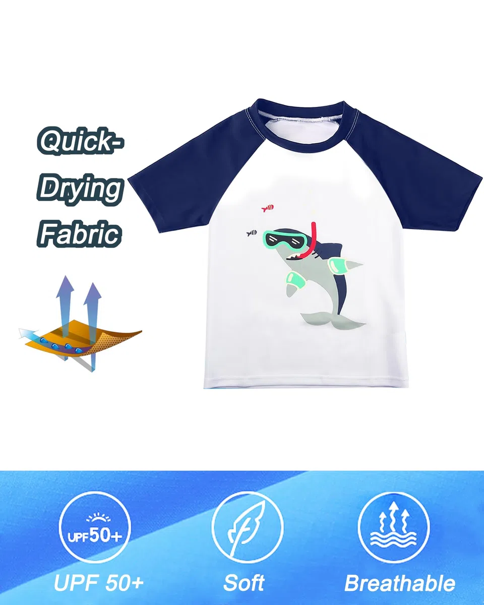 SWAUSWAUK Costume Bagno Bambino 2 ai 10 Anni - Protezione UV Maglietta Nuoto Bambino e Pantaloncini Bagno UPF 50+