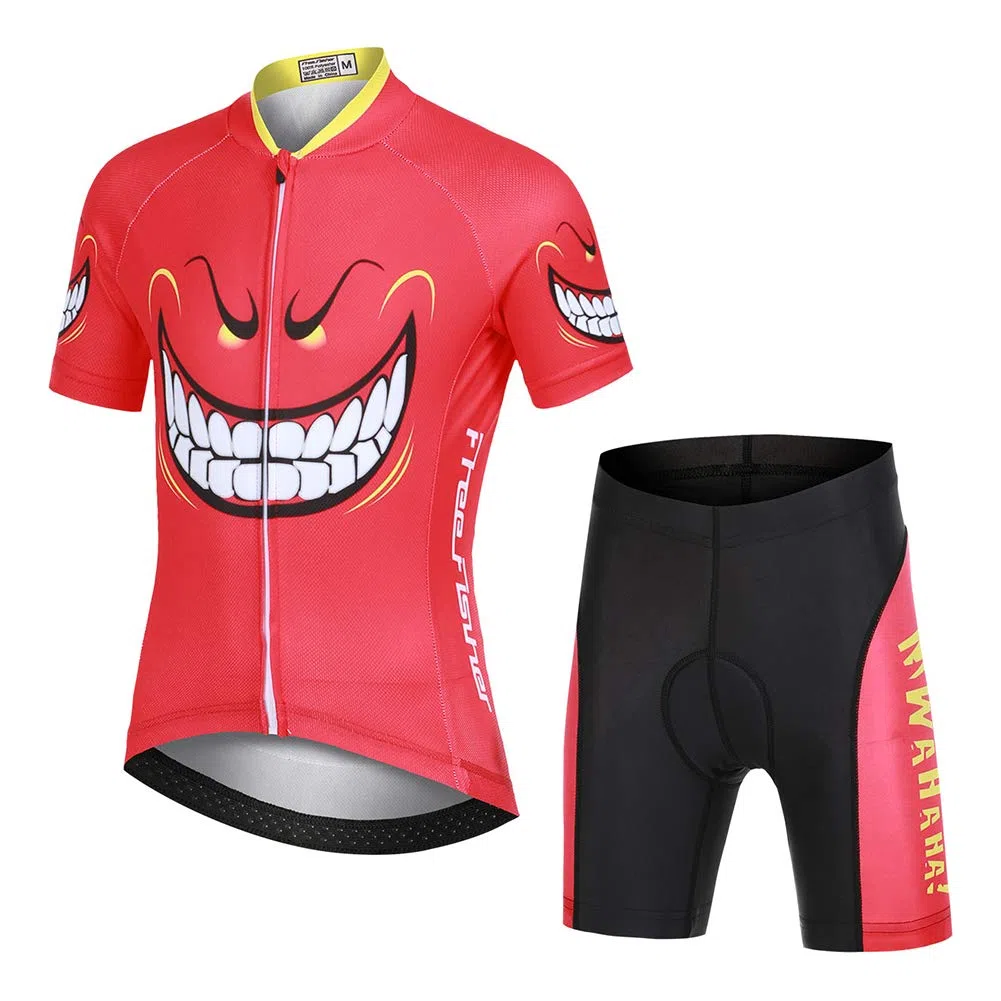 Set Abbigliamento Ciclismo per Bambino Ciclismo Maglia Manica Corta,Maglia Manica Corta + Pantaloni Traspirante