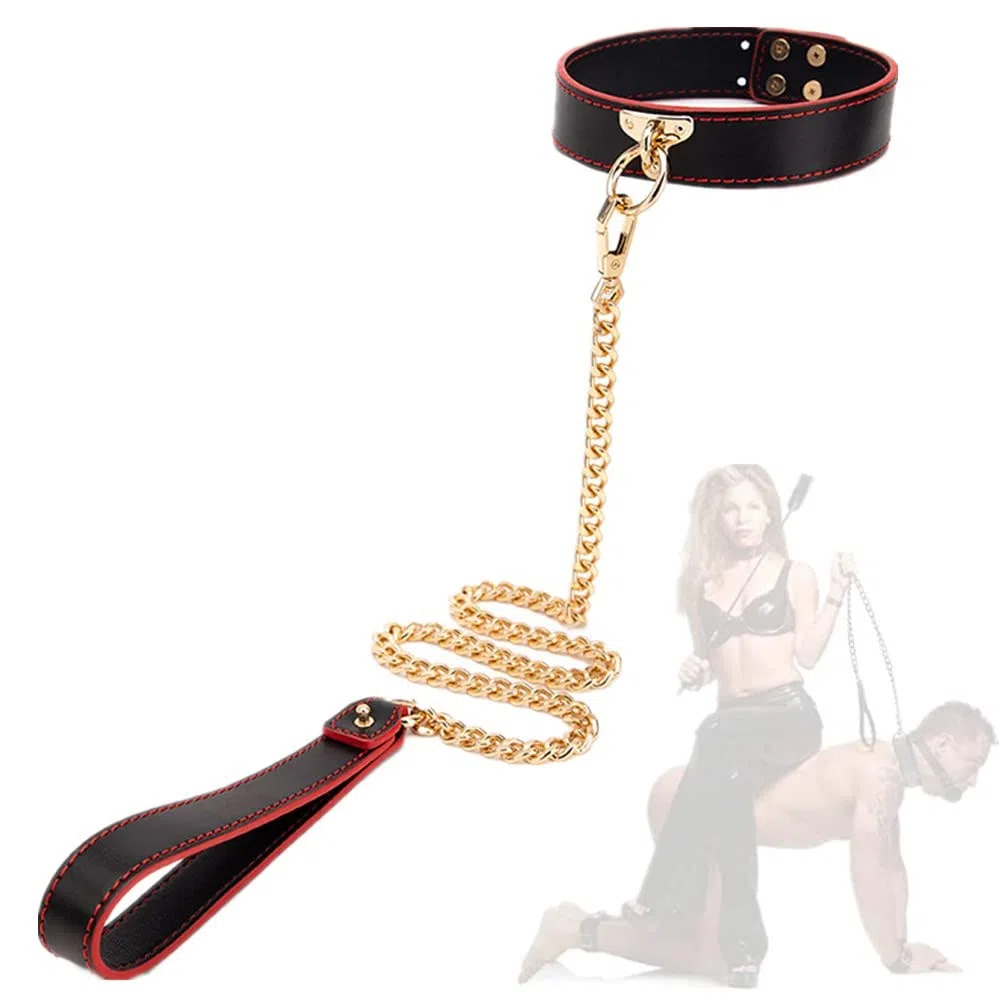 Collana in pelle staccabile catena regolabile per donna uomo collana accessori per feste cosplay （rosso nero）