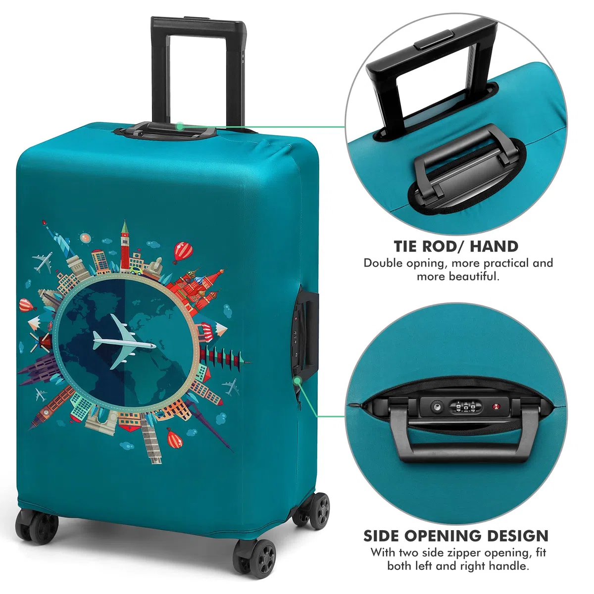 Custodia Valigia 18-32 Pollici Fibra di Carbonio di Bambù Luggage Cover in Poliestere Trasparente Viaggio Luggage Trolley Case Cover Protector