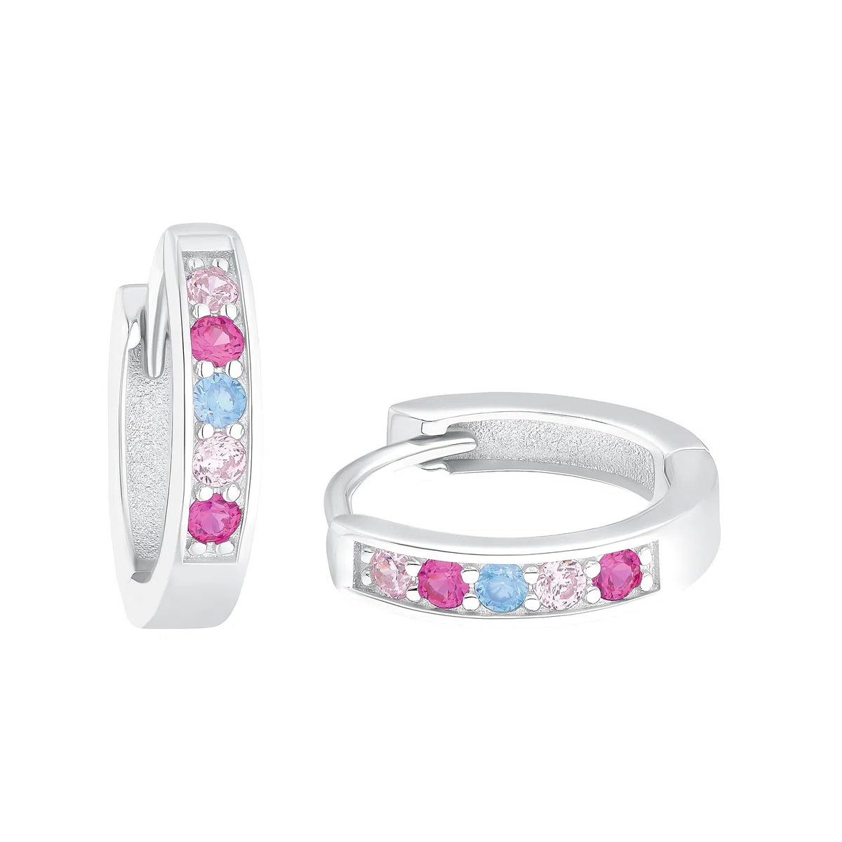 Amor Orecchini a cerchio per bambine in argento Sterling 925, con zirconi sintetici, forniti in una confezione regalo per gioielli