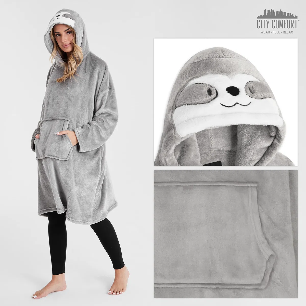 CityComfort Felpa con Cappuccio Oversize Coperta Indossabile Gigante in Pile Unisex Uomo Donna
