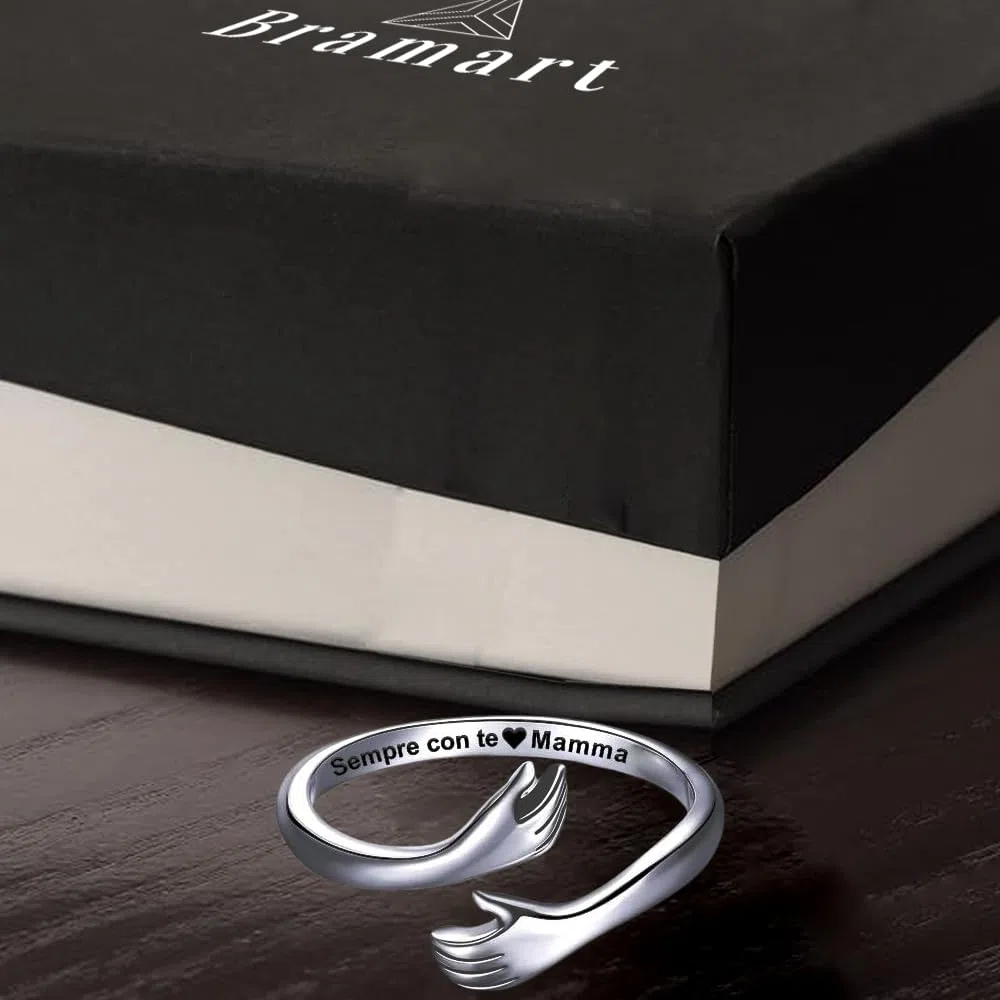 Regalo Mamma Anello regolabile, Regali per lei, Regalo Festa della Mamma, Sempre con Te Argento - Compleanno Natale per Mamme, Nonne - Cofanetto incluso