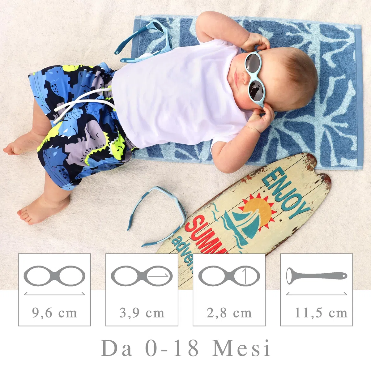 ActiveSol Occhiali da sole per bambini 0-24 mesi, senza BPA, polarizzati, con fascia