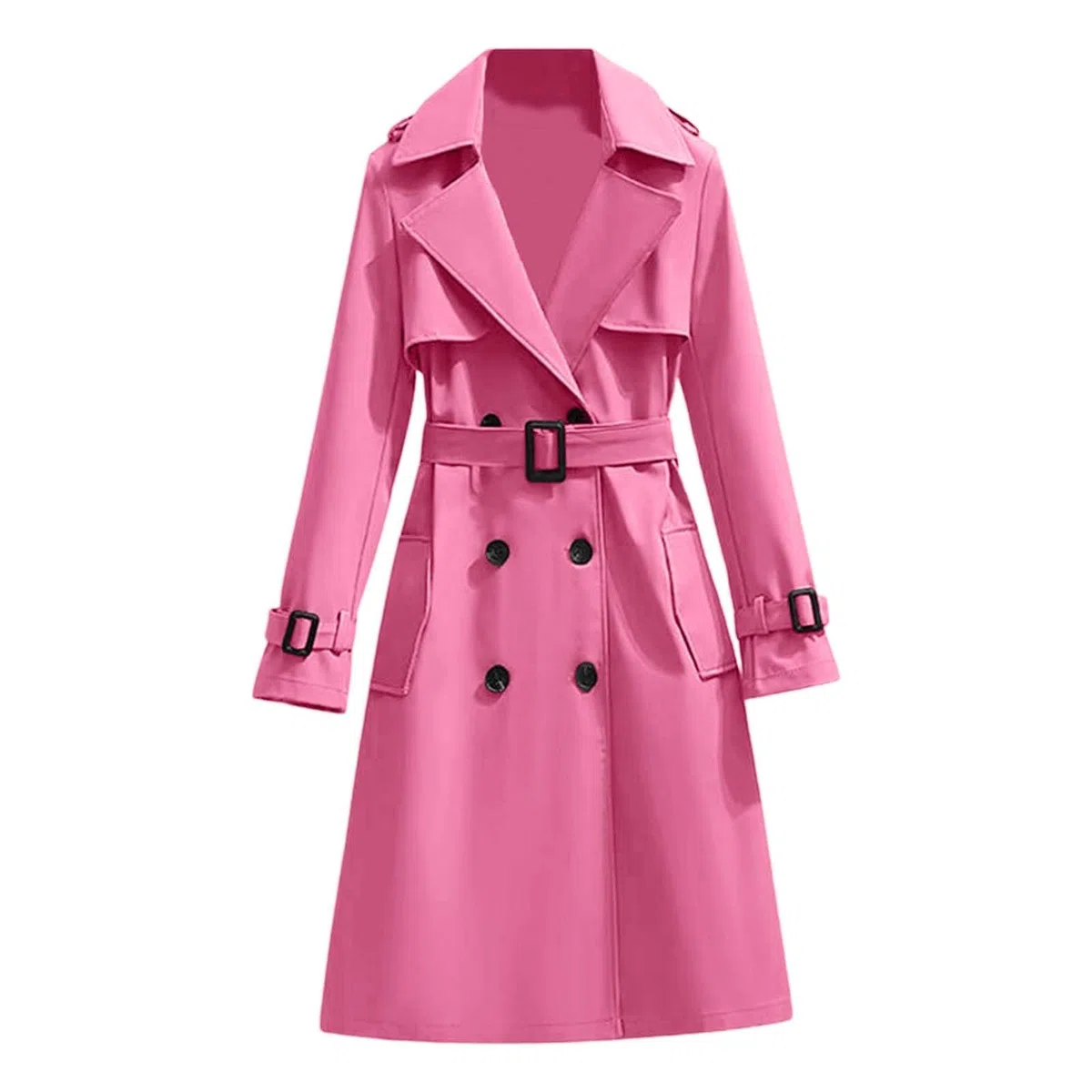 Generisch Trench lungo da donna, cappotto classico autunno primavera, giacca trench con cintura cappotto da donna in cotone giacca a vento cappotto da mezza stagione cappotto antivento collo a