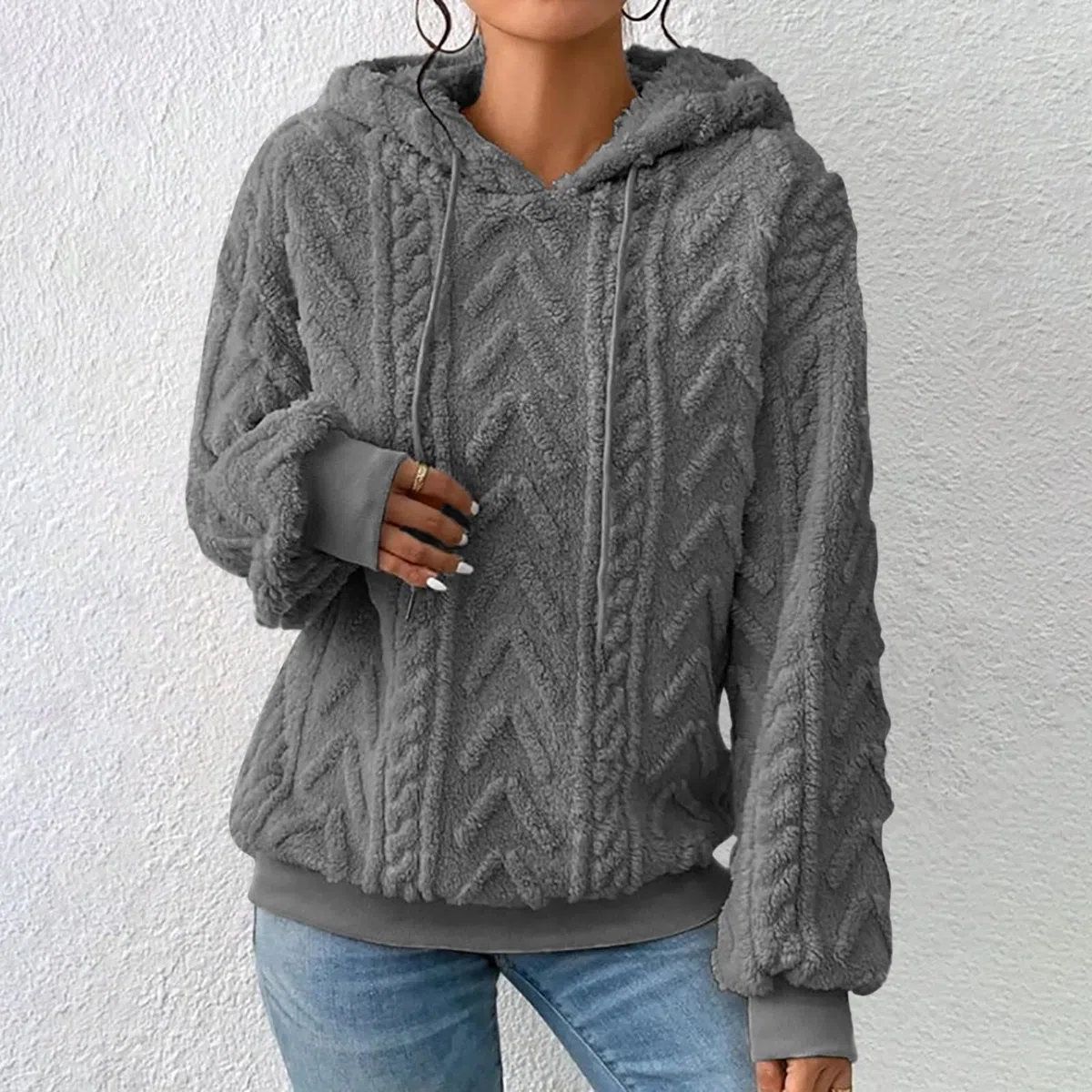 Cappotto Maglione a Maniche Lunghe in Ispessito con Cappuccio da Nuovo Solido Peluche impiombato Felpa Pastore Tedesco Felpa Estiva Donna Zip con Cappuccio E Zip Maglia Donna Felpata