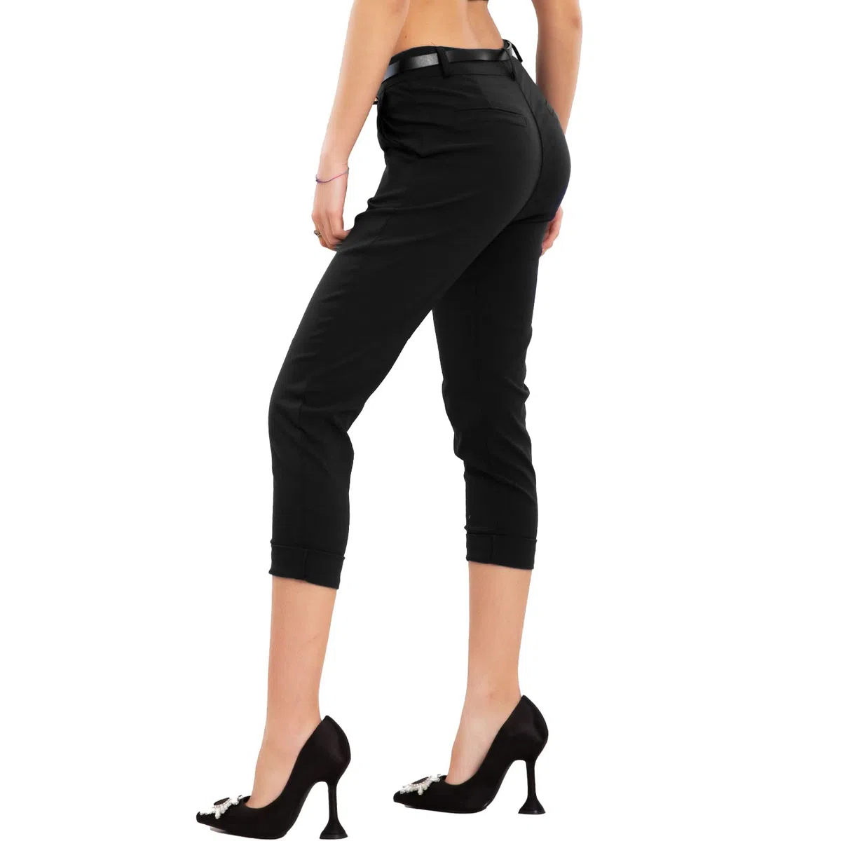 Toocool Pantaloni Donna Classici Eleganti Capri Vita Bassa Pinocchietto VB-2918