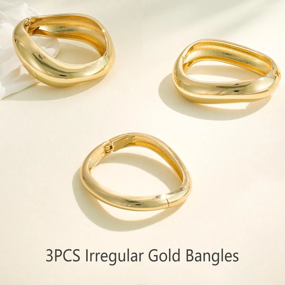 Emibele Bracciali d'oro per le Donne, 3PCS Bracciali d'oro con Cerniera Aperta Per le Donne, Bracciale Largo Per il Braccio, Regali di Gioielli Minimalisti Per San Valentino, Natale e Compleanno