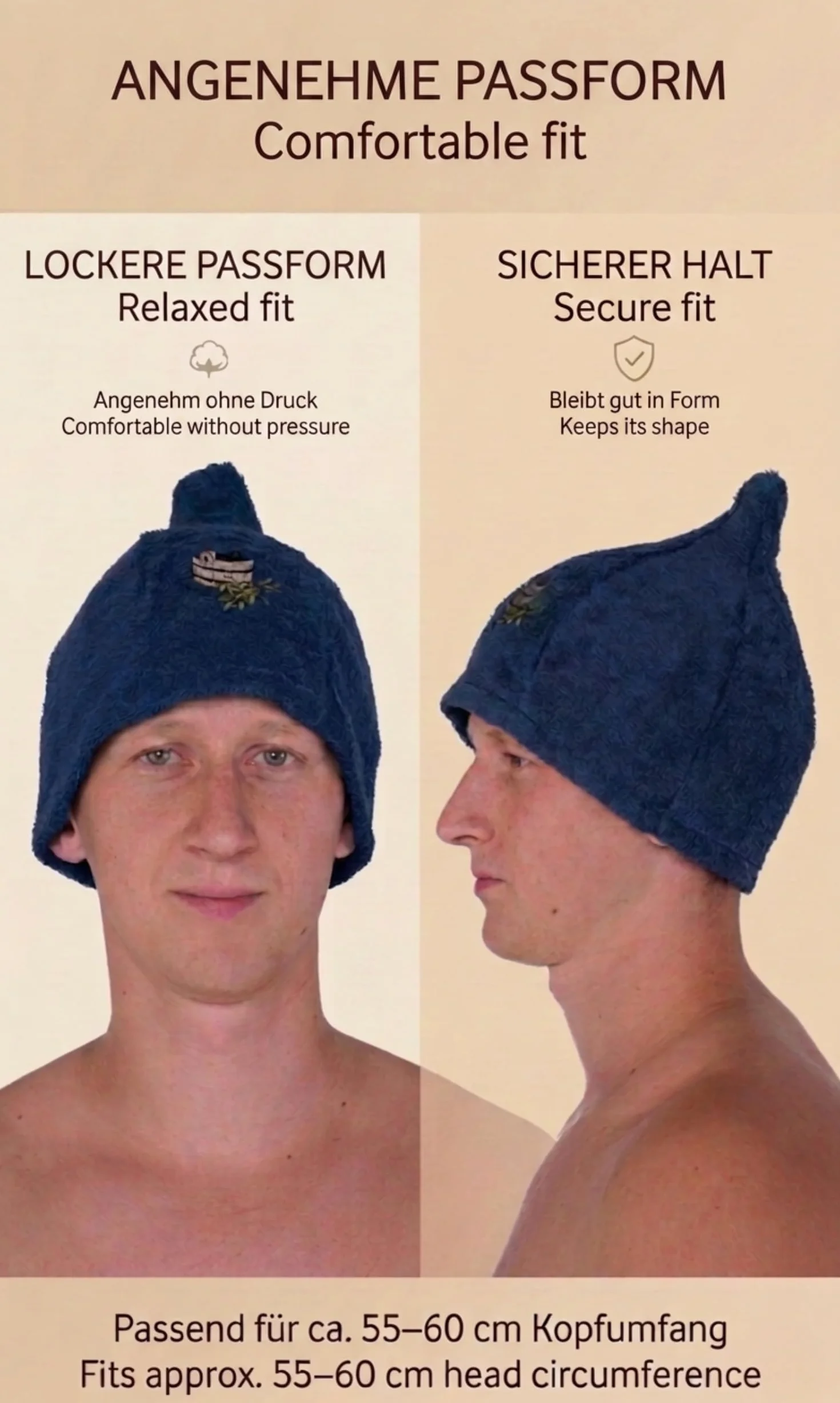 Cappello da Sauna da Uomo e da Donna, in 7 Colori, 100% Cotone, con Ricamo